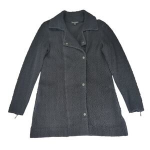 Eileen Fisher Persian Cotton Jacket Black Textured Women's Size Small R0VQ2 Snap